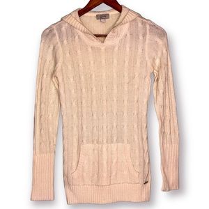 Guess | Sweaters | Guess Cream Cable Knit Lightweight Angora Wool Blend  Hooded Sweater Size Small | Poshmark